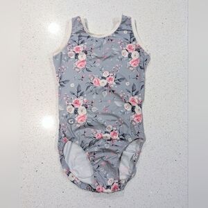OPEN BACK Gymgear Gym Gear Gymnastics Leotard Teen Medium ROSES & PINK STRIPES